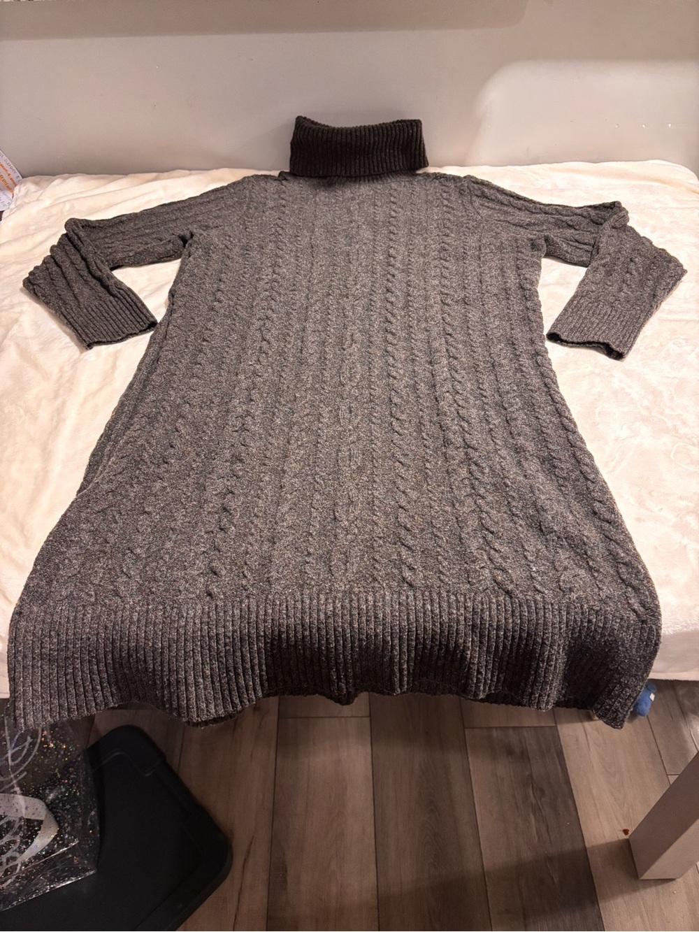 A New Day Gray Cable Knit Turtleneck Sweater Dress XXL